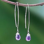 Handcrafted Silver and Amethyst Earrings, 'Sublime'