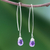 Amethyst dangle earrings, 'Sublime' - Handcrafted Silver and Amethyst Earrings (image 2) thumbail