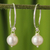 Pearl dangle earrings, 'Snow Queen' - Pearl dangle earrings (image 2) thumbail