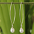 Pearl dangle earrings, 'Sublime' - Thai Sterling Silver and Pearl Earrings (image 2) thumbail