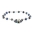 Pearl floral bracelet, 'Black Rose Horizon' - Pearl and Silver Bracelet thumbail