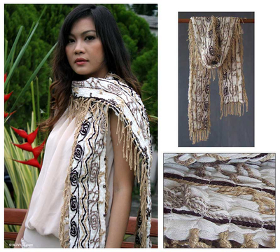Cotton scarf, 'Paradise on Earth' - Cotton scarf