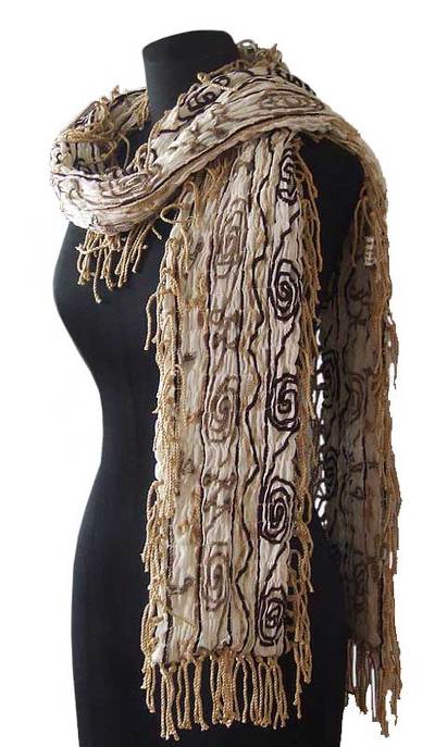 Cotton scarf, 'Paradise on Earth' - Cotton scarf