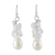 Pearl and quartz cluster earrings, 'Icicles' - Pearl and Quartz Cluster Earrings (image 2a) thumbail