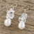 Pearl and quartz cluster earrings, 'Icicles' - Pearl and Quartz Cluster Earrings (image 2b) thumbail