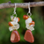 Quartz and carnelian cluster earrings, 'Bouquet' - Hand Crafted Multigem Cluster Earrings