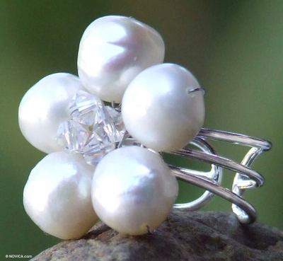 Floral Pearl Cocktail Ring