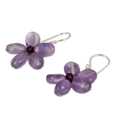 Amethyst floral earrings, 'Mystic Daisy' - Amethyst Flower Earrings