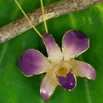 Natural orchid brooch pin necklace, 'Orchid Fantasy' - Gold Plated Natural Flower Pendant Necklace