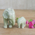 Celadon ceramic statuettes, 'Natural Nurture' (pair) - Green Celadon Ceramic Elephant Statuettes (Pair) thumbail