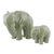 Celadon ceramic statuettes, 'Natural Nurture' (pair) - Green Celadon Ceramic Elephant Statuettes (Pair) (image 2a) thumbail