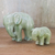 Celadon ceramic statuettes, 'Natural Nurture' (pair) - Green Celadon Ceramic Elephant Statuettes (Pair) (image 2b) thumbail
