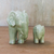Celadon ceramic statuettes, 'Natural Nurture' (pair) - Green Celadon Ceramic Elephant Statuettes (Pair) (image 2c) thumbail