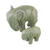 Celadon ceramic statuettes, 'Natural Nurture' (pair) - Green Celadon Ceramic Elephant Statuettes (Pair) (image 2f) thumbail