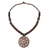 Coconut shell pendant necklace, 'Floral Medallion' - Thai Floral Coconut Shell Beaded Necklace thumbail