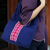 Curated gift set, 'Love that Blue' - Lapis Lazuli Necklace Cotton Bag Silk Scarf Curated Gift Set