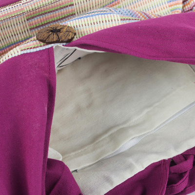 Cotton handbag, 'Siamese Blush' - Unique Cotton Shoulder Bag from Thailand