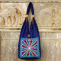 Cotton handbag, 'Star Shine' - Cotton handbag