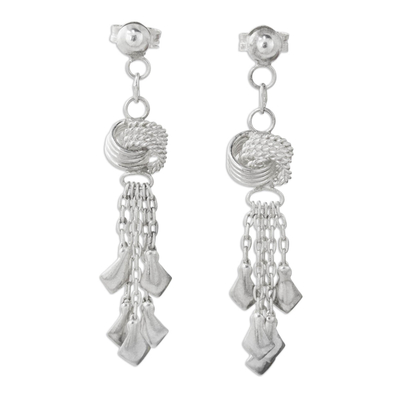 Wasserfall-Ohrringe aus Sterlingsilber - Handgefertigte moderne Kronleuchter-Ohrringe aus Sterlingsilber