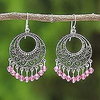 Sterling silver chandelier earrings, 'Moroccan Rose' - Sterling Silver Chandelier Earrings