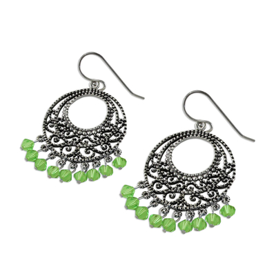 Sterling silver chandelier earrings, 'Moroccan Mint' - Sterling Silver Chandelier Earrings