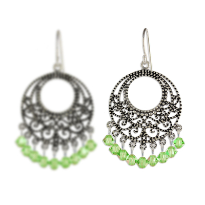 Sterling silver chandelier earrings, 'Moroccan Mint' - Sterling Silver Chandelier Earrings