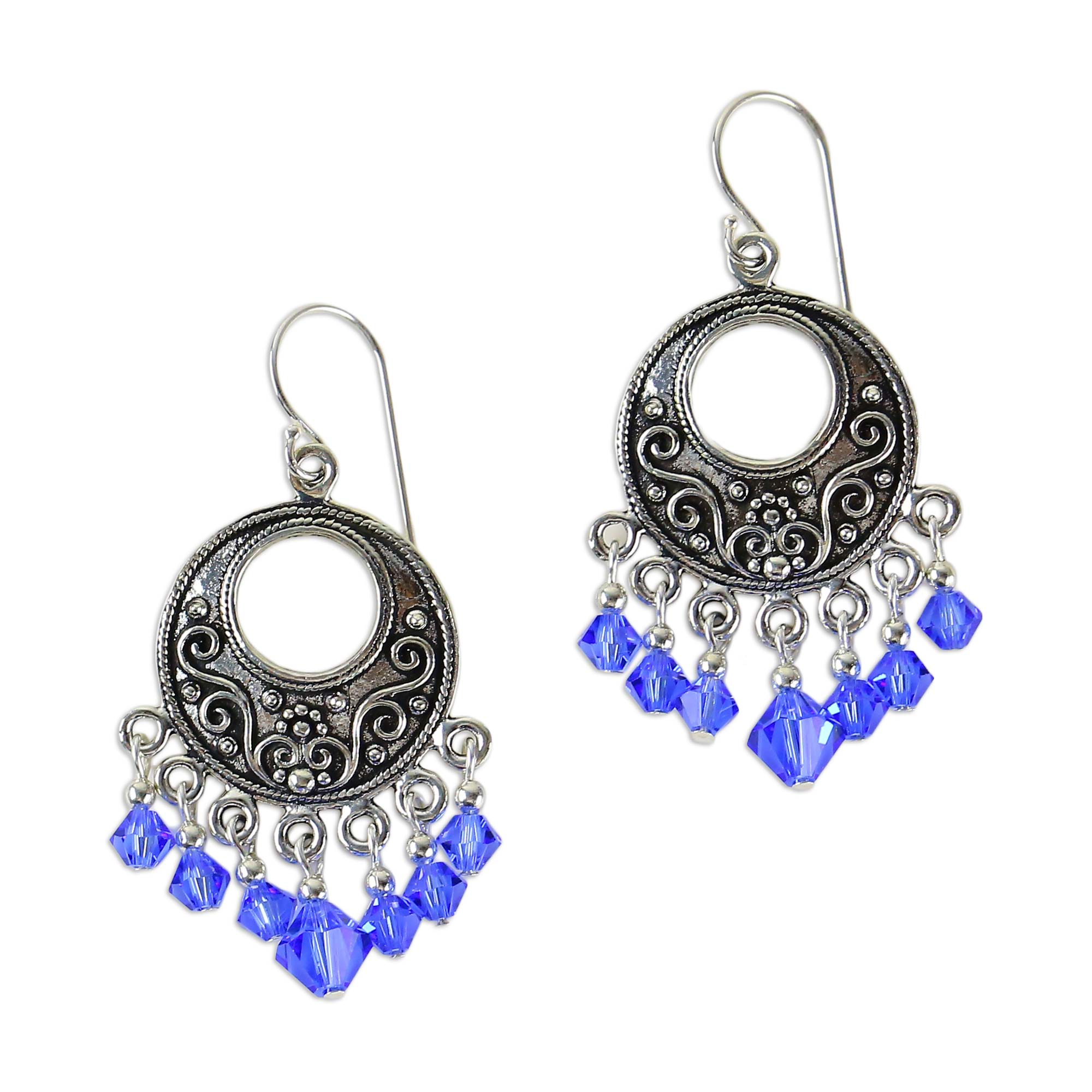 Sterling silver dangle earrings - Blue Whispers | NOVICA