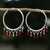Sterling silver hoop earrings, 'Classic Red' - Sterling Silver Beaded Hoop Earrings from Thailand thumbail
