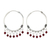 Sterling silver hoop earrings, 'Classic Red' - Sterling Silver Beaded Hoop Earrings from Thailand (image 2a) thumbail