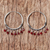 Sterling silver hoop earrings, 'Classic Red' - Sterling Silver Beaded Hoop Earrings from Thailand (image 2b) thumbail