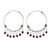 Sterling silver hoop earrings, 'Classic Red' - Sterling Silver Beaded Hoop Earrings from Thailand (image 2c) thumbail