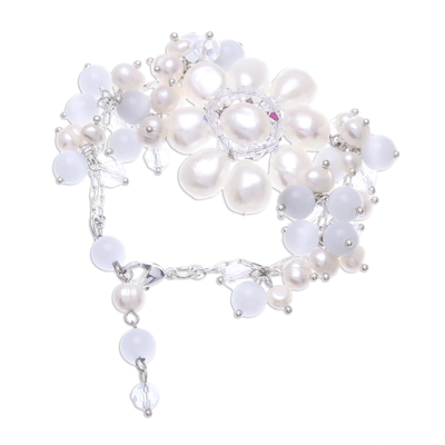 Pulsera floral de perlas - Pulsera flor perla