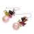 Pearl and peridot cluster earrings, 'Rosy Dawn' - Pearl and peridot cluster earrings (image 2c) thumbail
