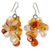 Pearl and carnelian cluster earrings, 'Summer's Glow' - Beaded Carnelian Earrings thumbail