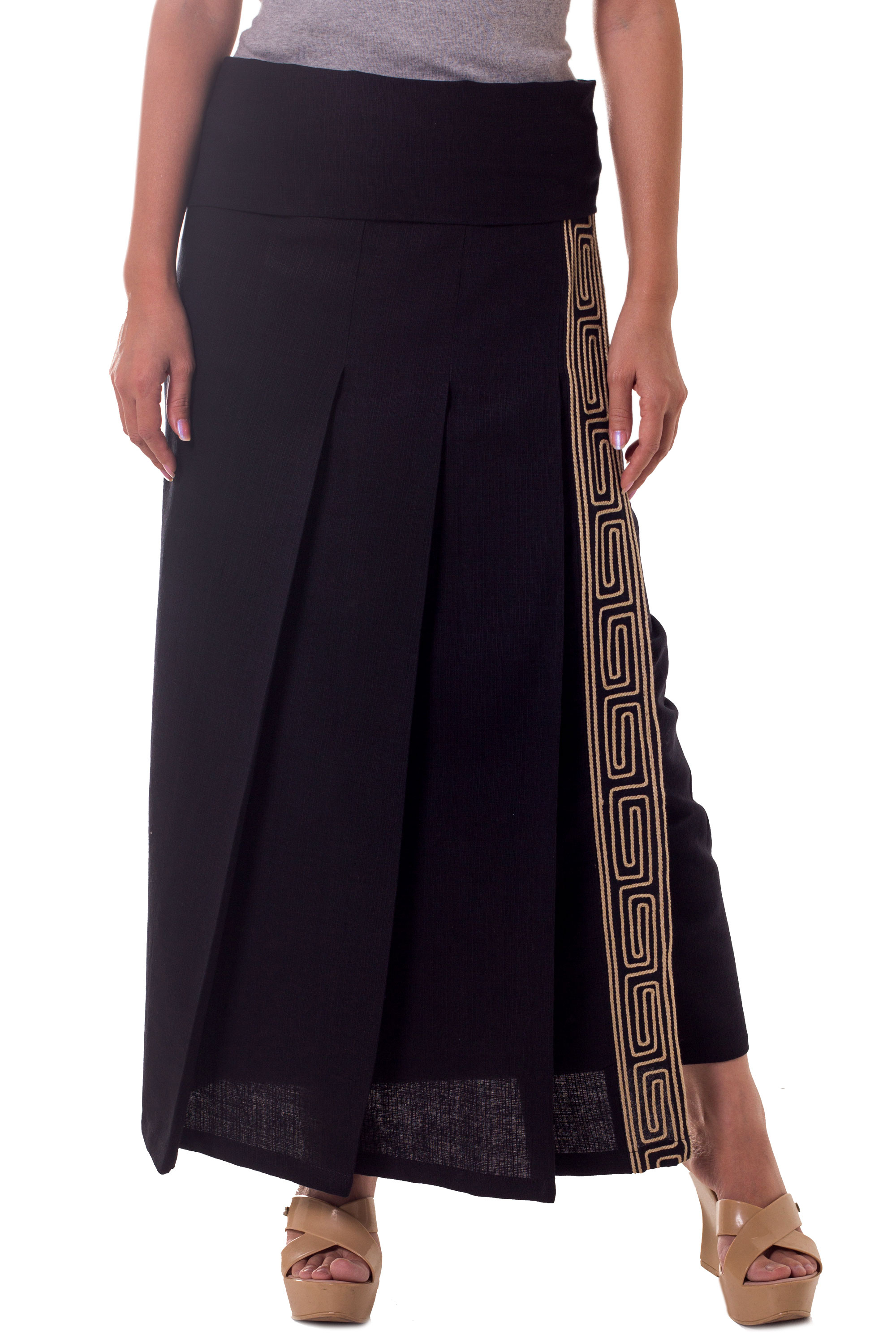 UNICEF Market | Black Cotton Wrap Skirt - Thai Deluxe