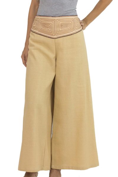 Cotton capri pants, 'Brown Desert' - Handcrafted Cotton Capri Pants
