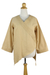 Cotton blouse, 'China Paths in Light Brown' - Cotton Blouse from Thailand (image 2c) thumbail