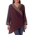 Cotton blouse, 'China Paths in Dark Brown' - Embroidered Cotton Blouse thumbail