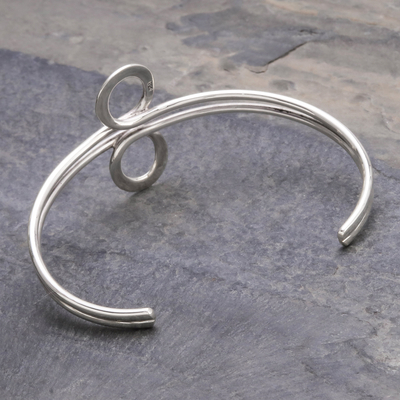 Sterling silver cuff bracelet, 'Infinite' - Modern Sterling Silver Cuff Bracelet
