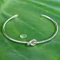 Sterling silver cuff bracelet, 'Love Knot' - Sterling Silver Cuff Bracelet