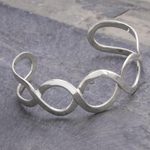 Sterling silver cuff bracelet, 'Waves' - Sterling Silver Cuff Bracelet