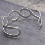 Sterling silver cuff bracelet, 'Waves' - Sterling Silver Cuff Bracelet