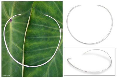 Sterling silver choker, 'Minimalist' - Hand Crafted Sterling Silver Collar Necklace