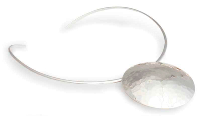 Sterling silver choker, 'Full Moon Rising' - Handcrafted Modern Sterling Silver Statement Necklace