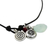 Leather and chalcedony pendant bracelet, 'Peaceful Ways' - Leather and Chalcedony Bracelet