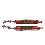 Beaded wristband bracelets, 'Coins of Passion' (pair) - Good Fortune Wristband Bracelets (Pair)