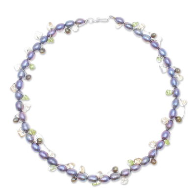 Halsband aus Perlen und Citrin - Perlen- und Citrin-Halskette