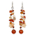Pearl and carnelian clusters earrings, 'Sun Dancer' - Handmade Carnelian Waterfall Earrings thumbail