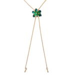 Natural orchid long flower necklace, 'Aqua Perfection' - Fair Trade Gold Plated Natural Orchid Pendant Necklace