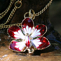 Natural orchid flower necklace, 'Timeless Dancer' - Fair Trade Gold Plated Natural Orchid Necklace